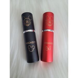 MICKEY‎ & MINNIE TRAVEL SET GLASS SPRAY BOTTLE, MINI COMPACT SIZE